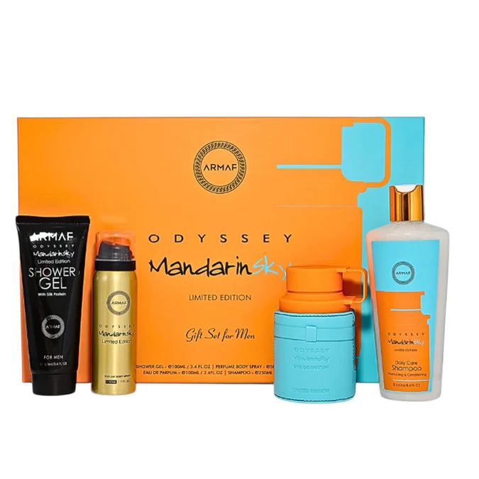 Armaf Odyssey Mandarin Sky Set 4pcs EDP 100ml/ Body Shower 100ml/ Perfume Body Spray 50ml/ shampoo 250ml