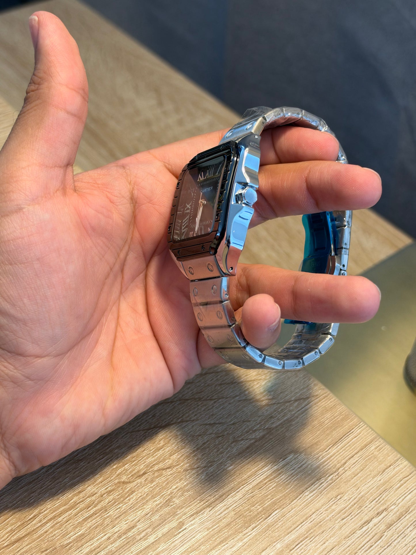 CARTIER SANTOS BISEL NEGRO ESFERA NEGRA