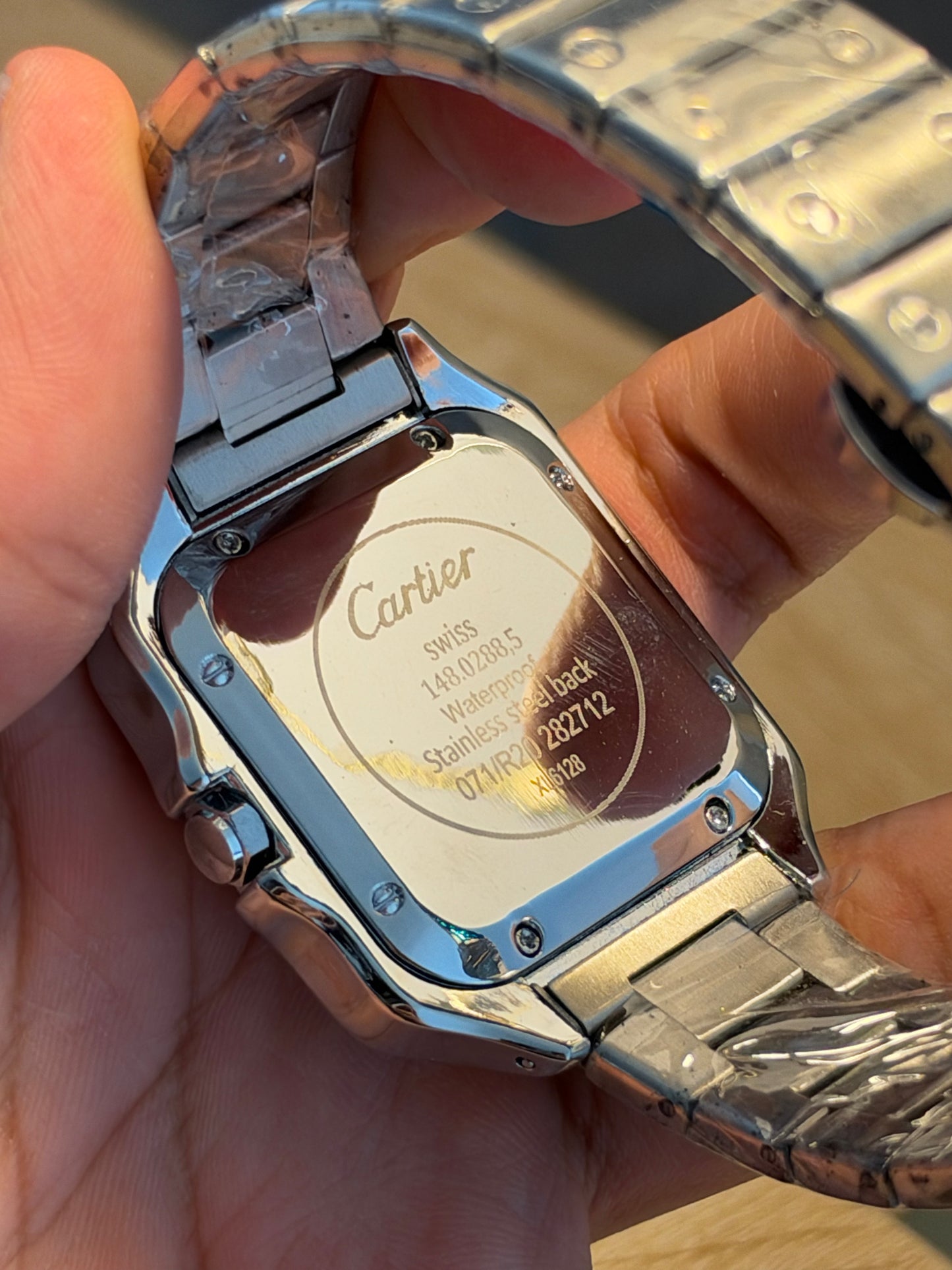 CARTIER SANTOS BISEL NEGRO ESFERA BLANCA