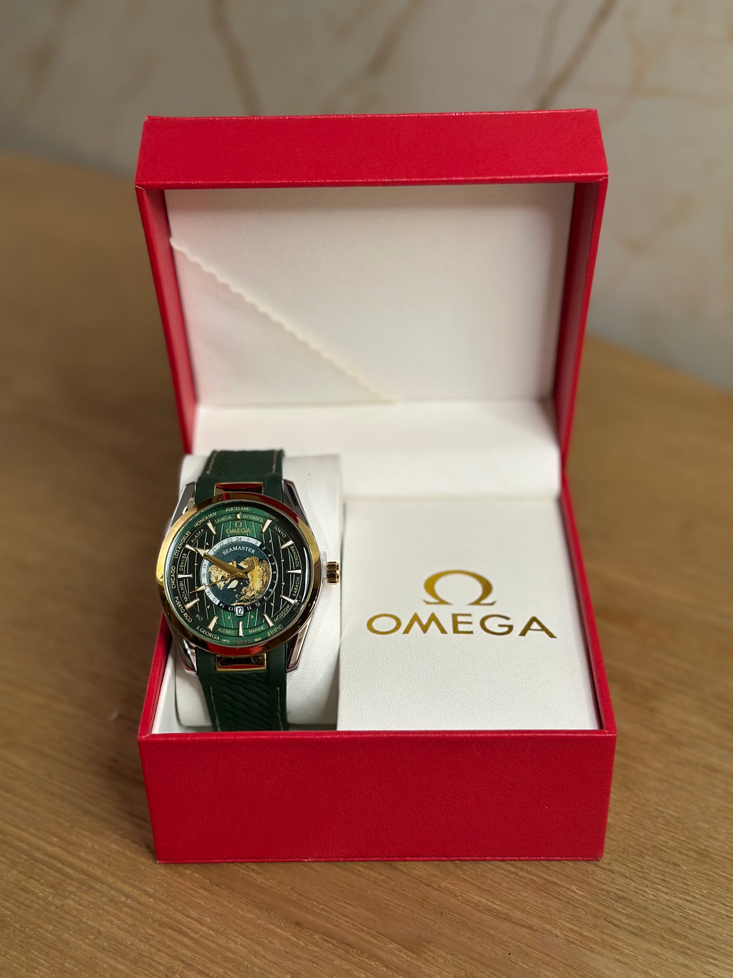 OMEGA SEAMASTER VERDE AUTOMATICO PULSERA DE GOMA