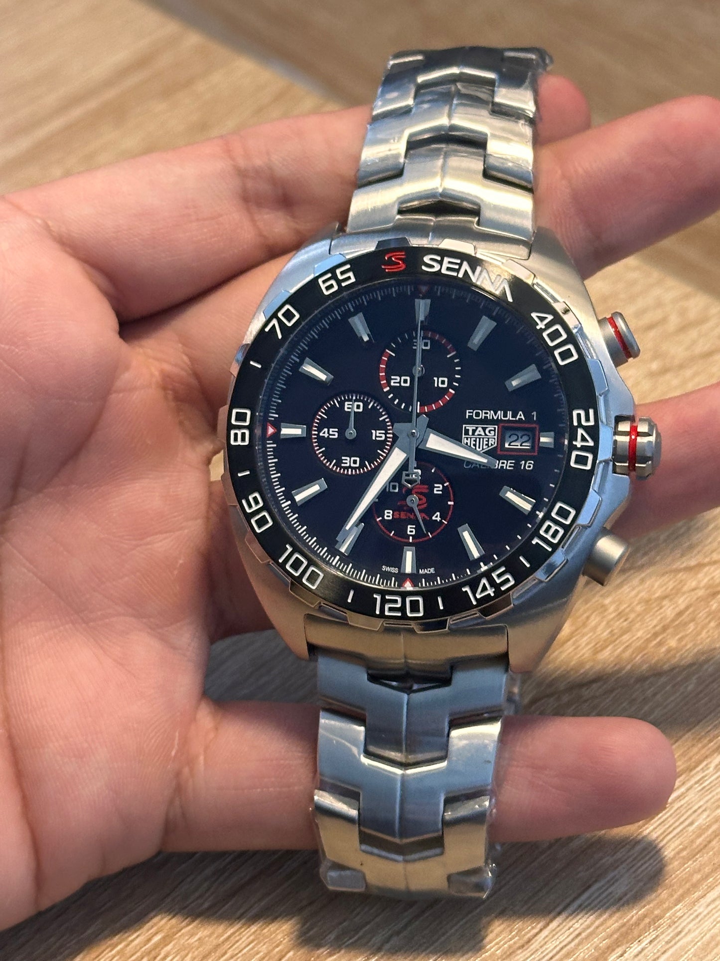 TAG HEUER FORMULA 1 X SENNA FONDO NEGRO PULSERA DE ACERO 44MM