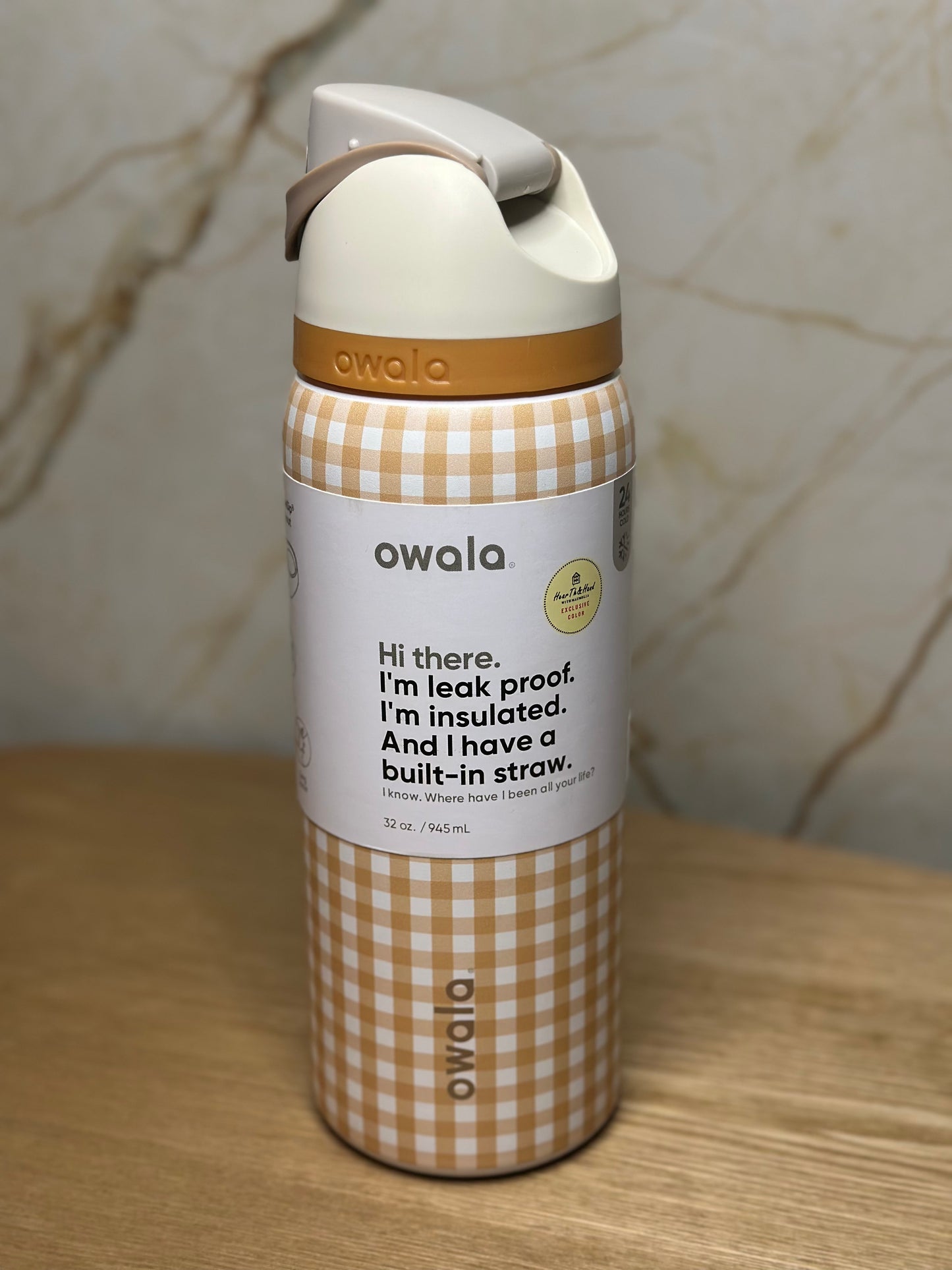 Owala Hearth & Hand Amarillo Cuadros 32 OZ Envío Gratis Edición Limitada