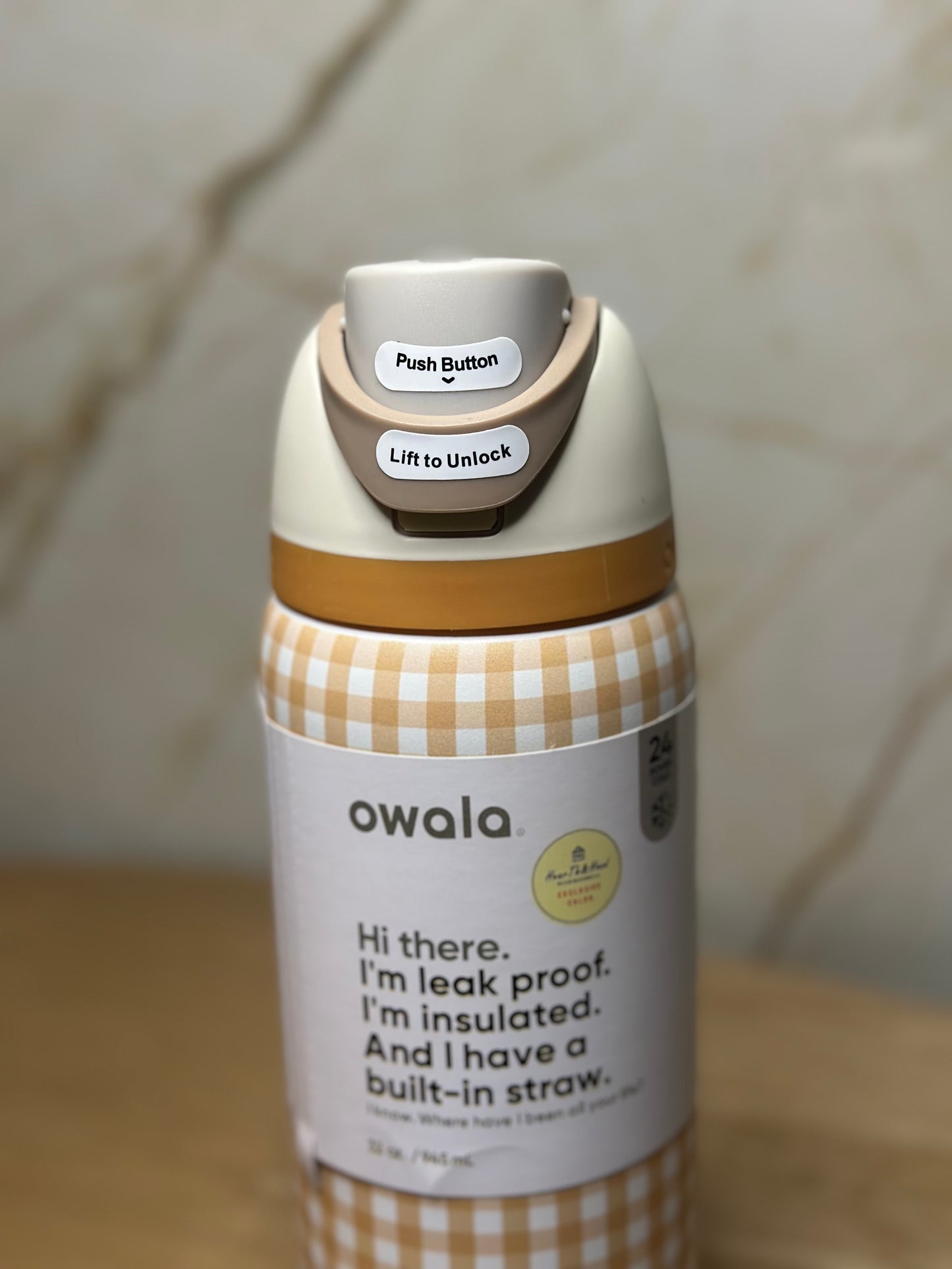 Owala Hearth & Hand Amarillo Cuadros 32 OZ Envío Gratis Edición Limitada