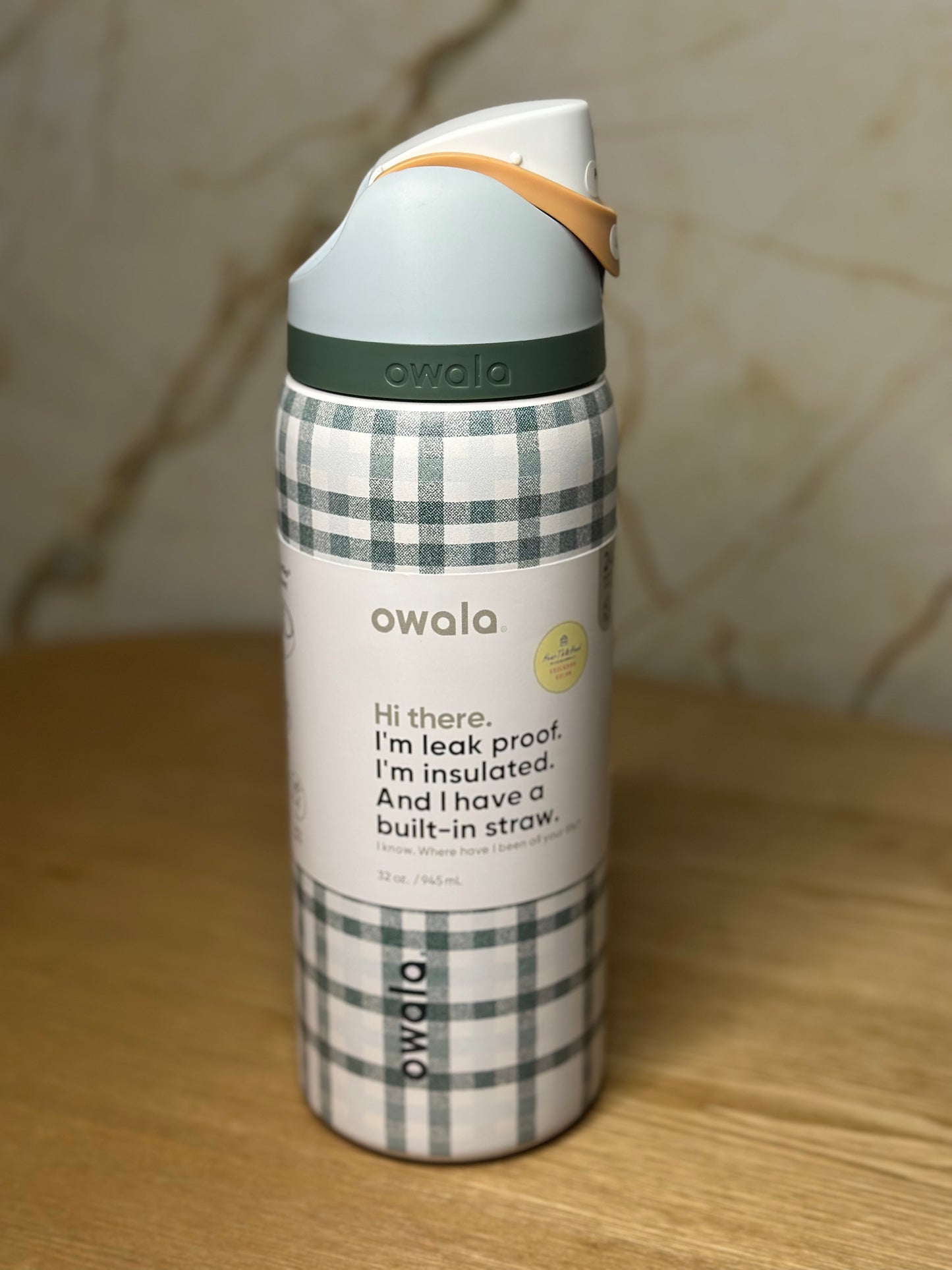 Owala Hearth & Hand Edición Especial Gingham - A prueba de fugas 32 oz