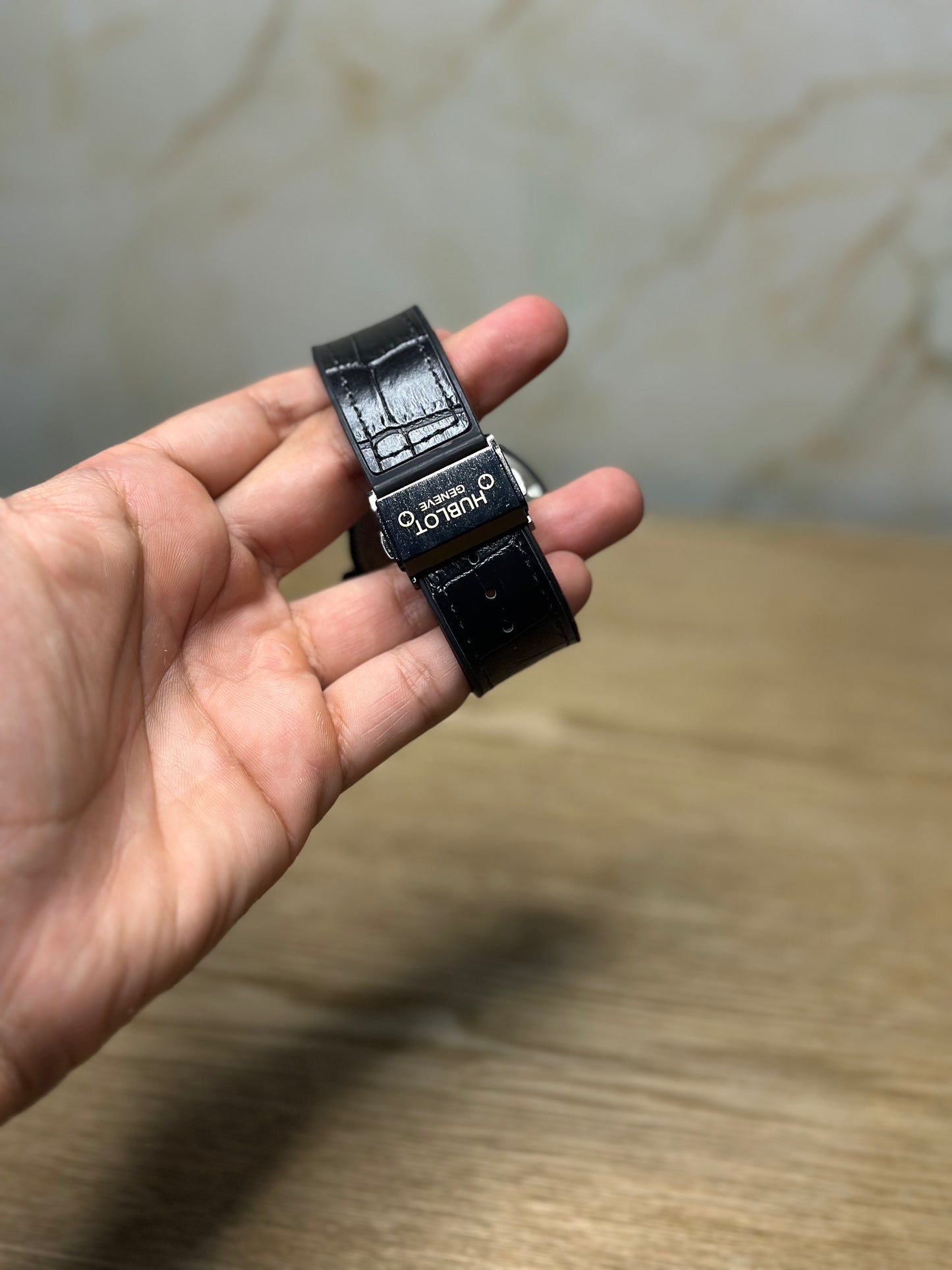 Reloj hublot automático corazón abierto NEGRO pulsera de cuero