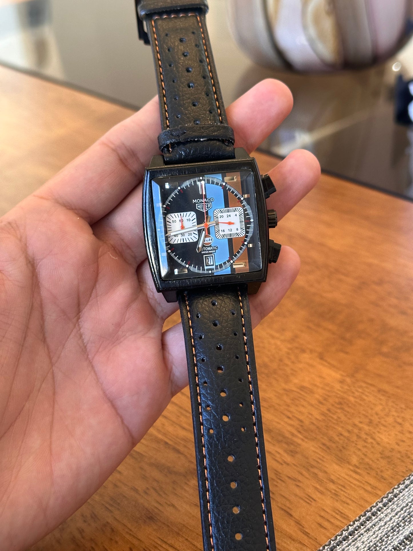 TAG HEUER MONACO X GULF FONDO NEGRO CAJA NEGRA