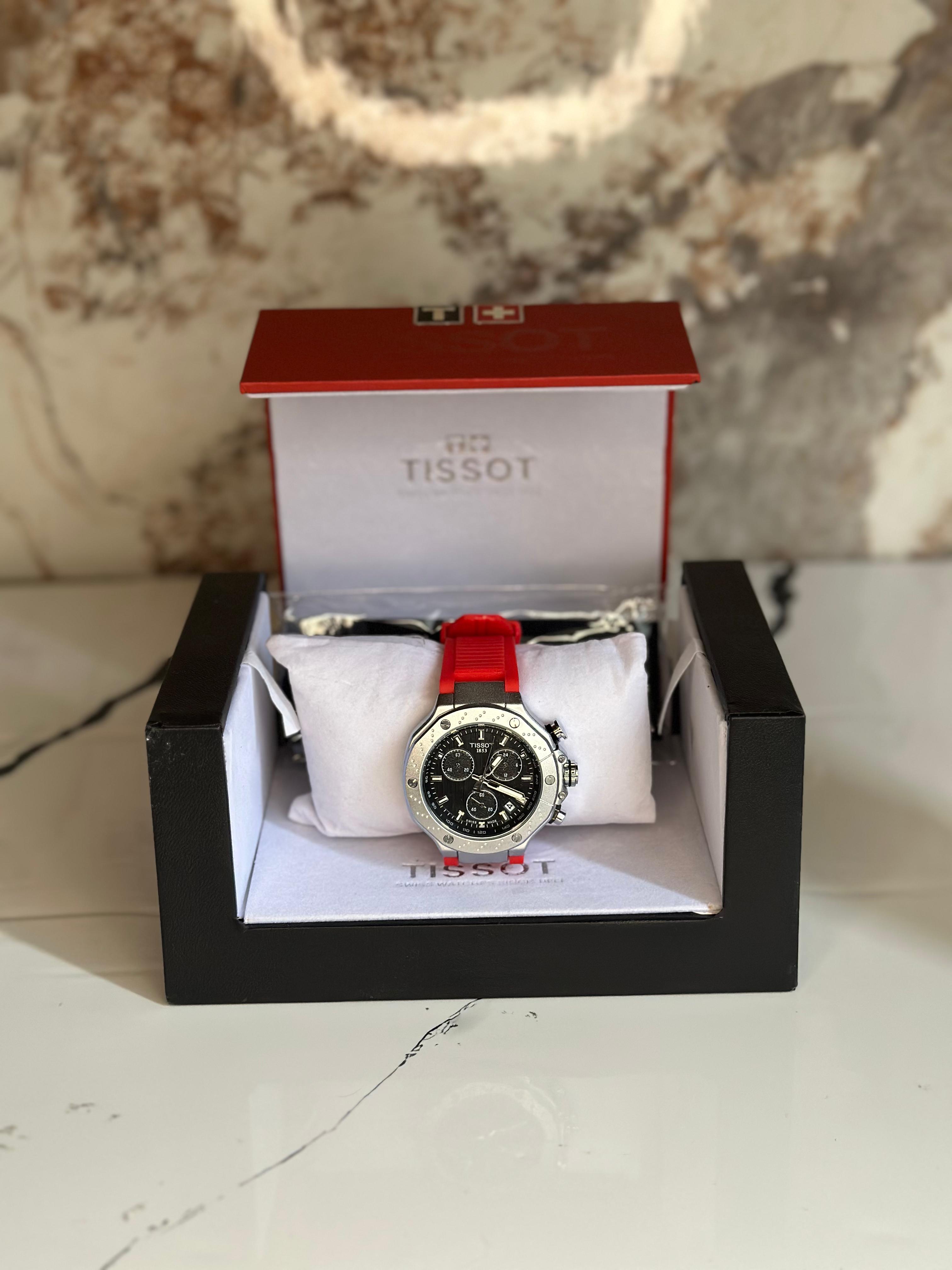 Reloj Tissot edición especial MOTO GP fondo oscuro pulsera roja