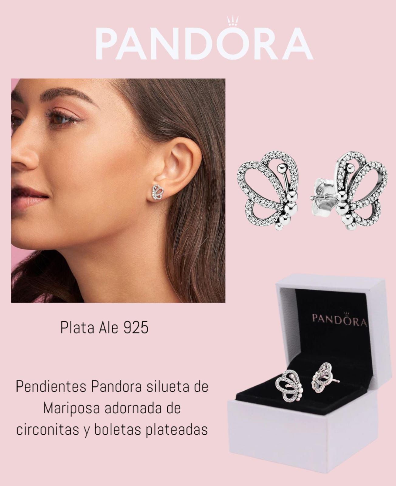 Aretes Pandora de mariposa