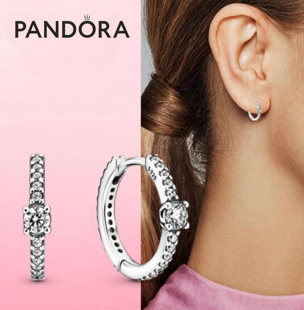 Aretes pandora argolla plateada
