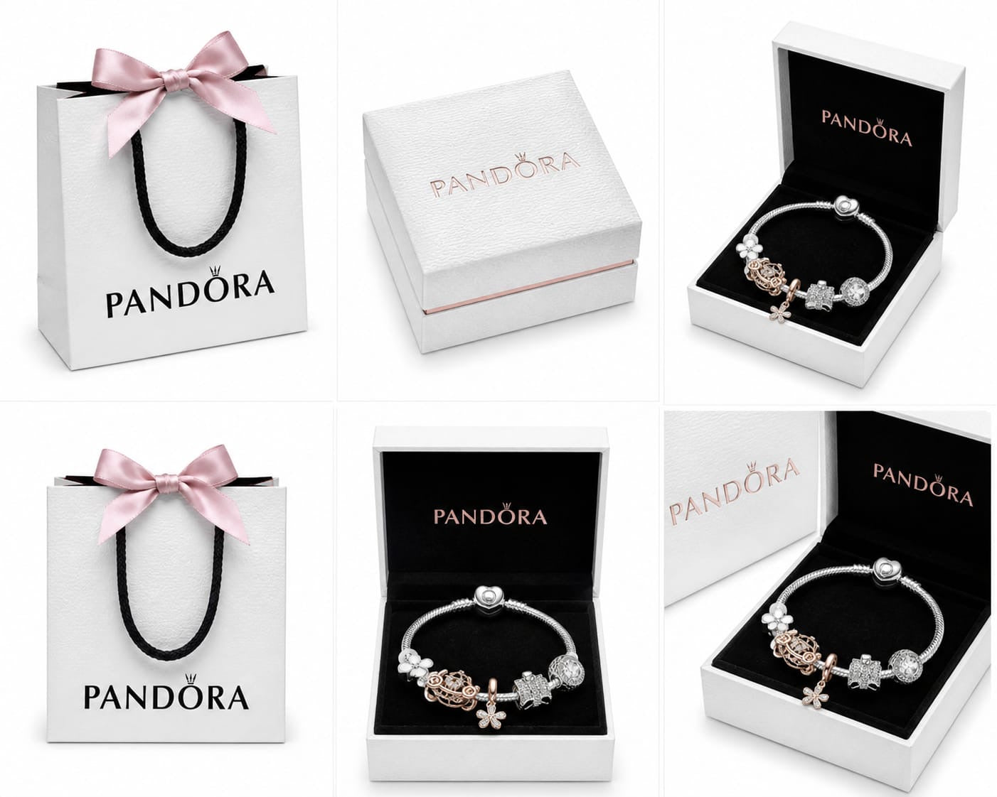 BRAZALETE PANDORA ALE 925 CON CHARMS, CAJA Y BOLSA