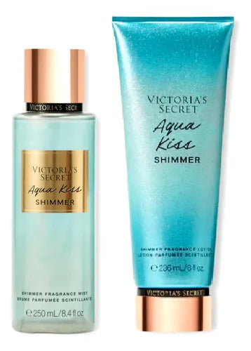 Victoria Secret Duo Splash+crema Aqua Kiss Shimmer Brillos