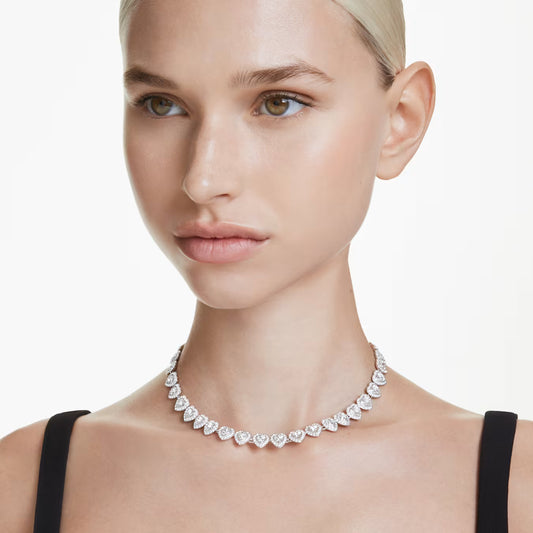Collar de Ariana Grande x Swarovski Cortes mixtos, Corazón, Blanco, Baño de rodio