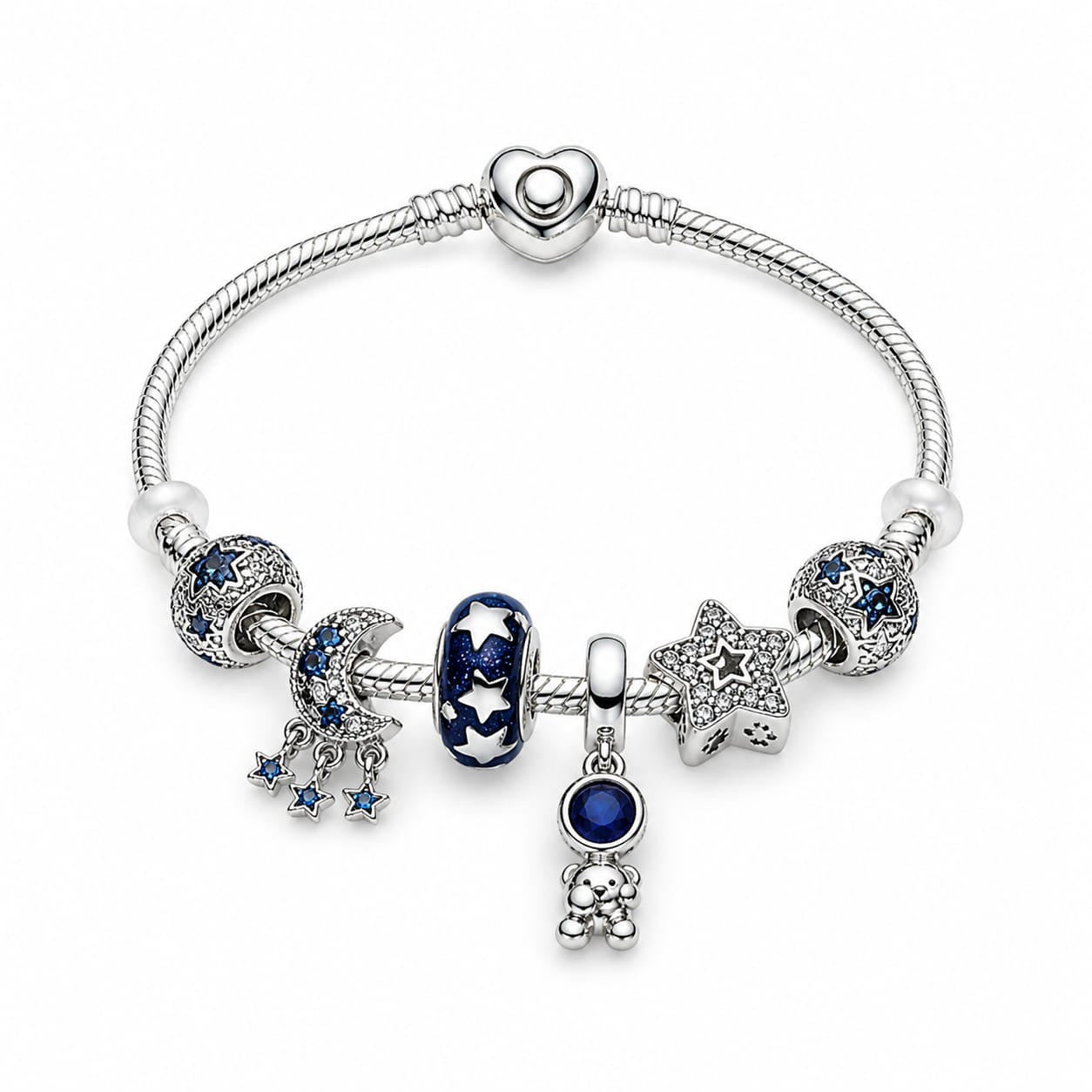BRAZALETE PANDORA ALE 925 CON CHARMS, CAJA Y BOLSA