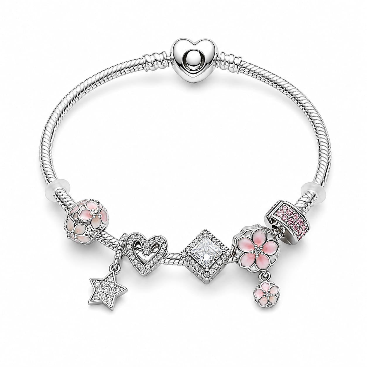 BRAZALETE PANDORA ALE 925 CON CHARMS, CAJA Y BOLSA