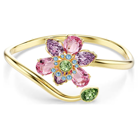 Brazalete SWAROVSKI Idyllia Tallas mixtas, Flor, Multicolor, Baño tono oro