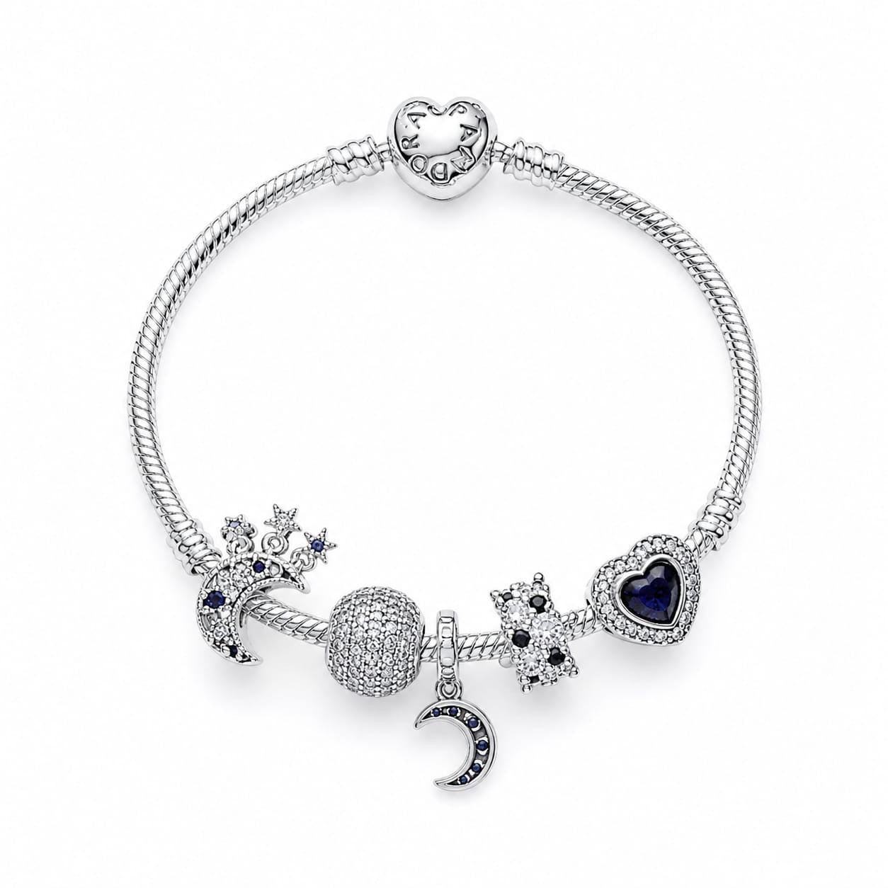 BRAZALETE PANDORA ALE 925 CON CHARMS, CAJA Y BOLSA