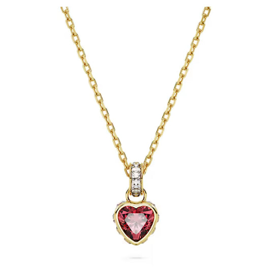 Colgante Chroma Corazón,Swarovski  rojo, bañado en tono dorado