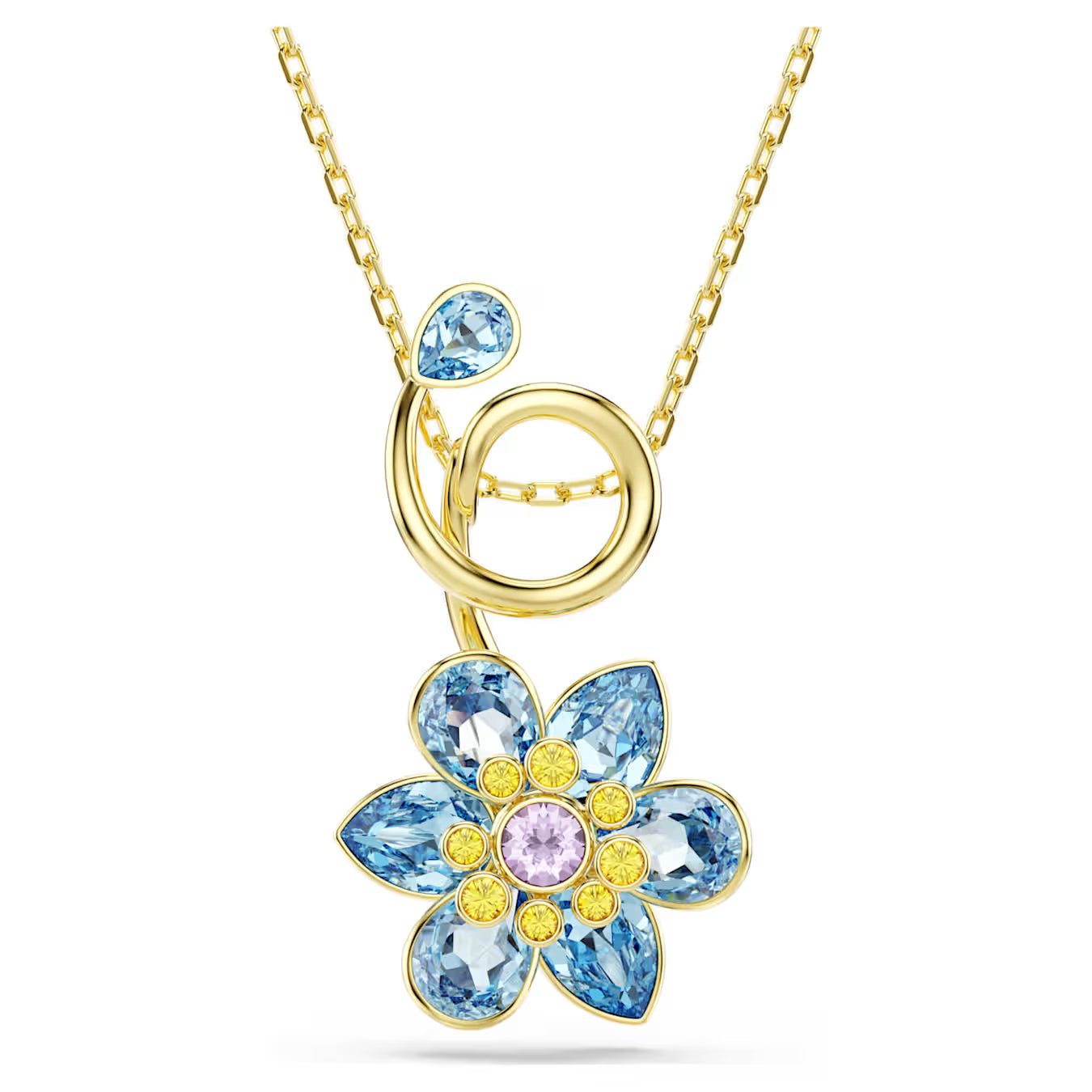 Colgante SWAROVSKI Idyllia Tallas mixtas, Flor, Azul, Baño tono oro