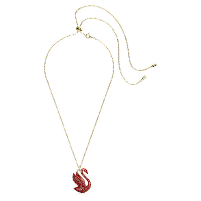 Colgante Swan Cisne, Grande, Rojo, Baño tono oro