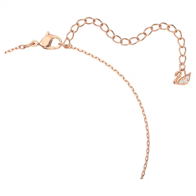 Collar Swan Cisne, Swarovski Rosa, Baño tono oro rosa