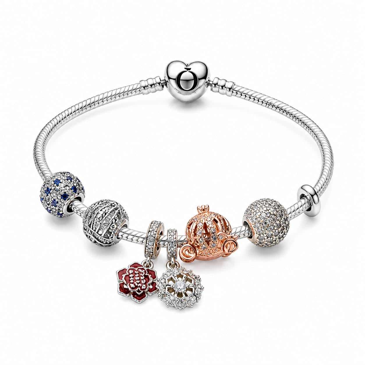 BRAZALETE PANDORA ALE 925 CON CHARMS, CAJA Y BOLSA