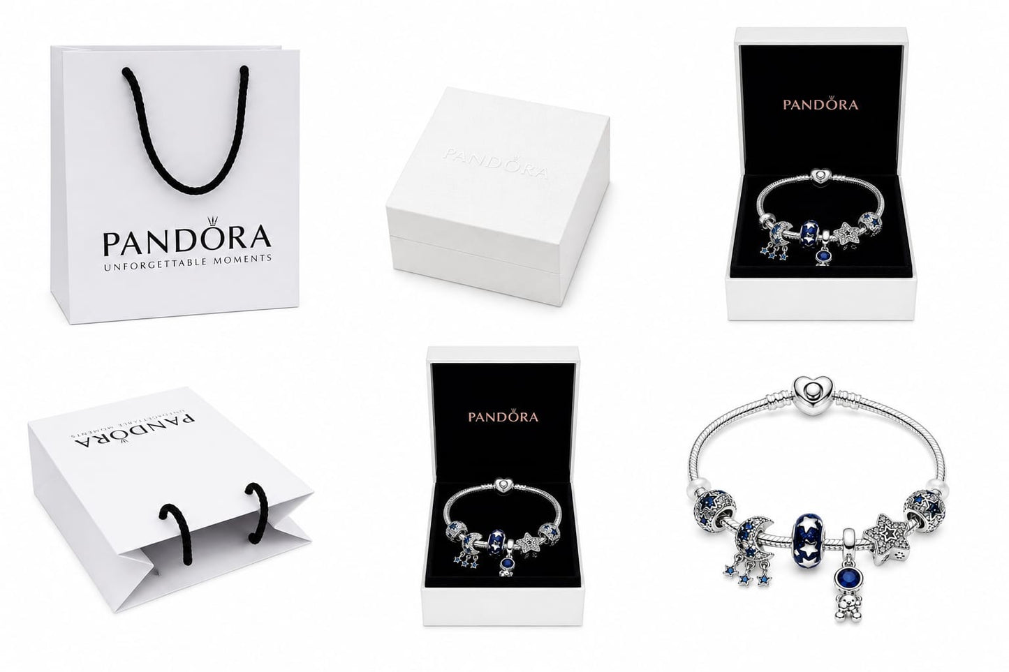 BRAZALETE PANDORA ALE 925 CON CHARMS, CAJA Y BOLSA