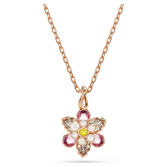 Colgante Idyllia Cortes mixtos, Flor, Multicolor, Baño en tono oro rosa