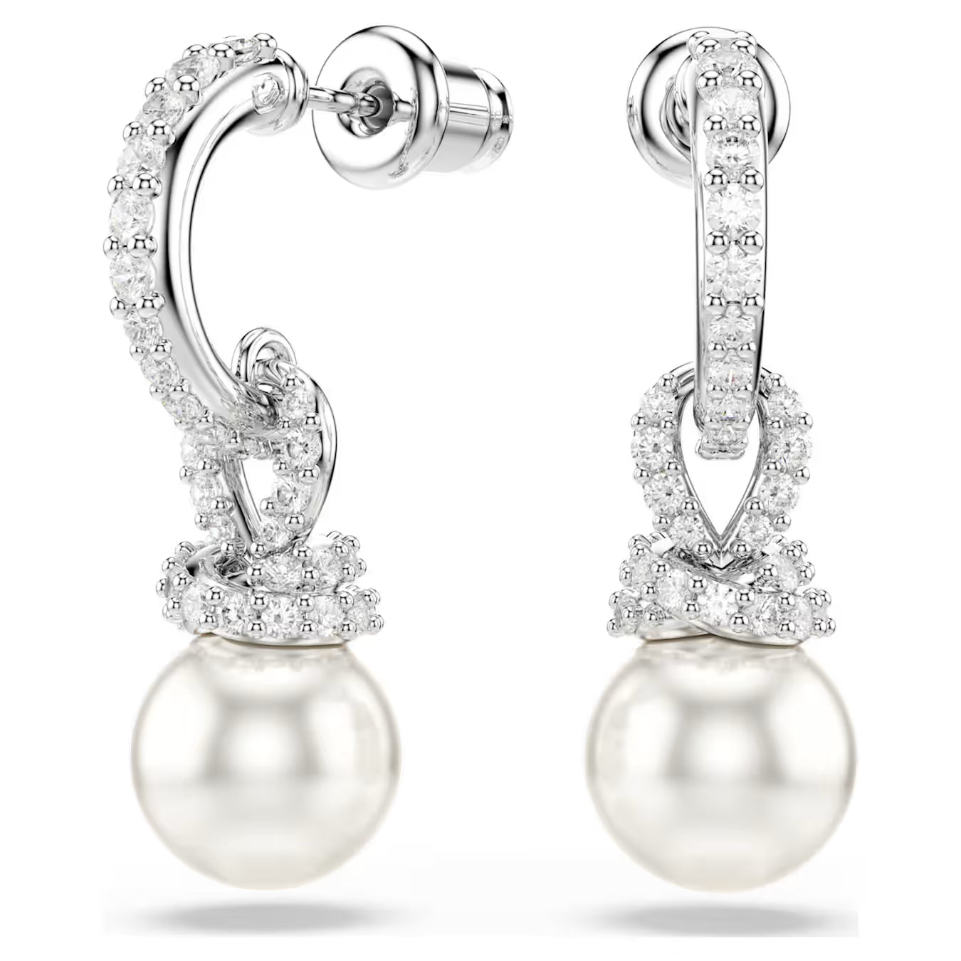 Pendientes SWAROVSKI Originally Crystal Pearl, Pavé, Blancos, Baño de rodio