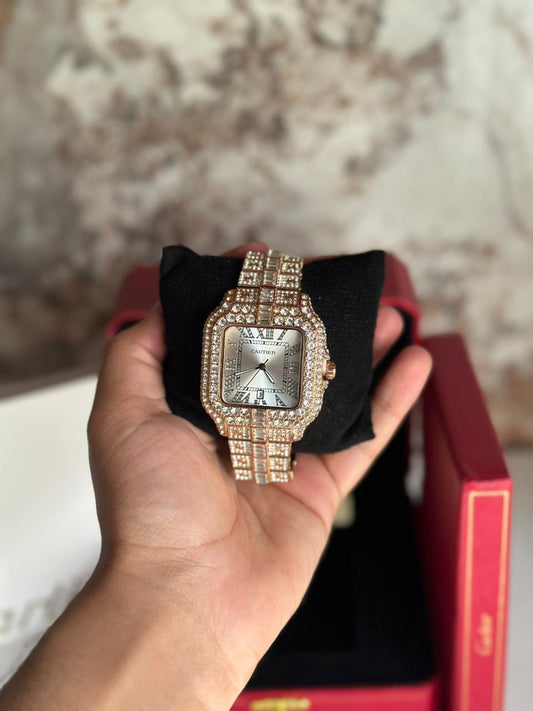 C@rtier santos correa de diamantes rose gold
