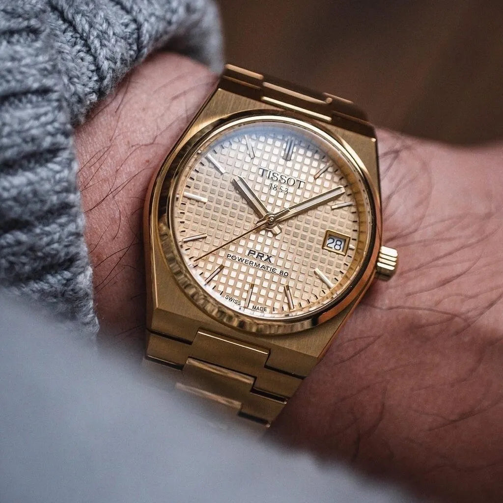 Tissot PRX Powermatic 80, reloj automático suizo para hombre, caja de acero inoxidable, esfera dorada (SIN CAJA)