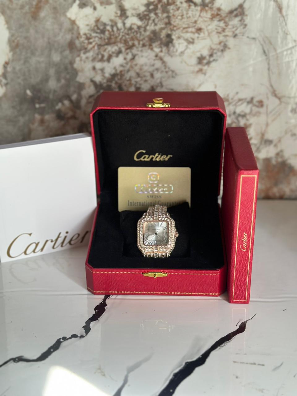 C@rtier santos correa de diamantes rose gold