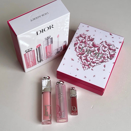 JUEGO DIOR EDICION ESPECIAL Dior Addict Lip Essentials Juego de 3 piezas Brillo Labial Regalo para Mujer Nuevo en Caja