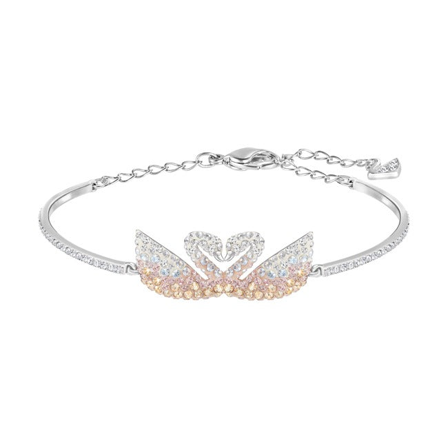 Swarovski Iconic Swan Bangle, Multicoloured, rhodium plated