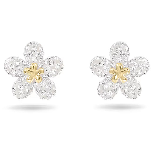 Pendientes resistentes Flor,Swarovski  amarillo, acabado metálico mixto
